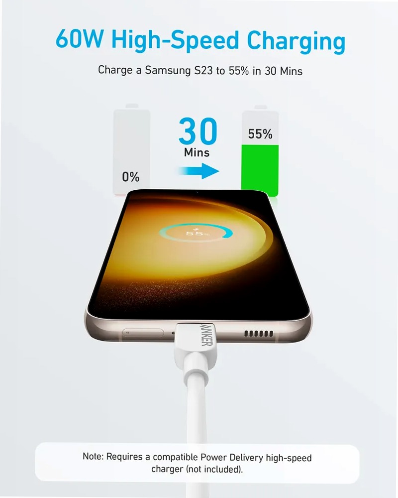 Cavo Anker 310 da USB-C a USB-C (3 piedi) POS