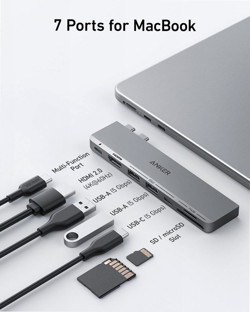 Hub USB-C Anker 547 (7 in 2, per MacBook)