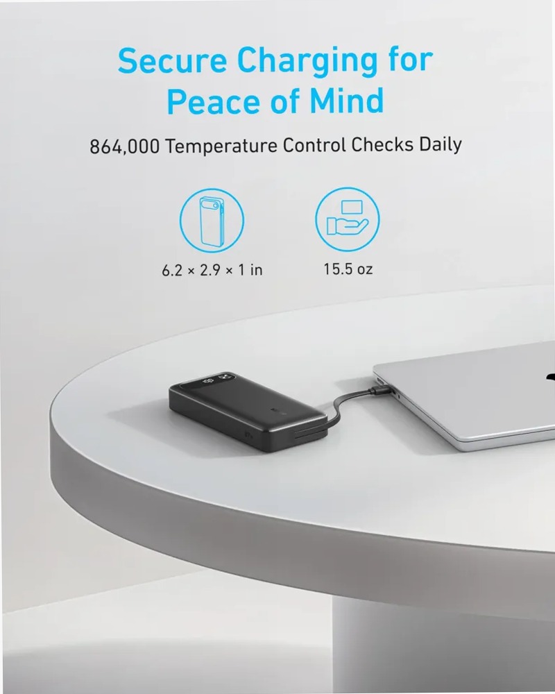 Anker Power Bank (20K, 87W, cavo USB-C integrato)