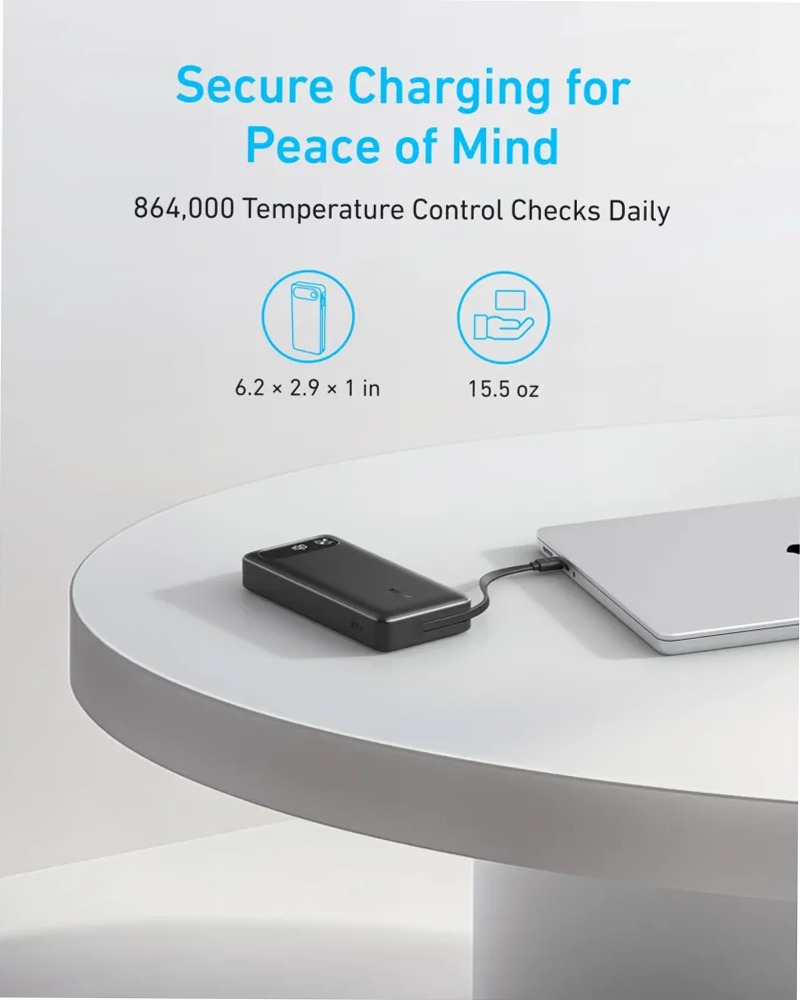 Anker Power Bank (20K, 87W, cavo USB-C integrato)