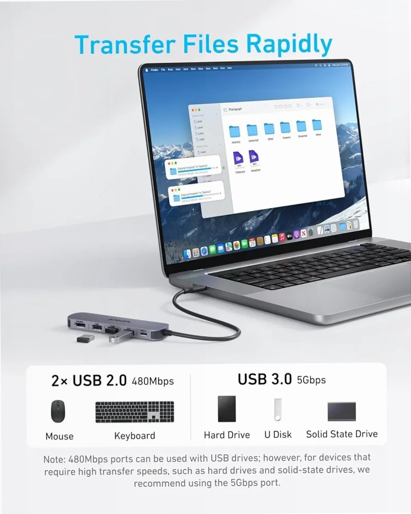 Hub USB-C Anker (5 in 1, HDMI 4K)