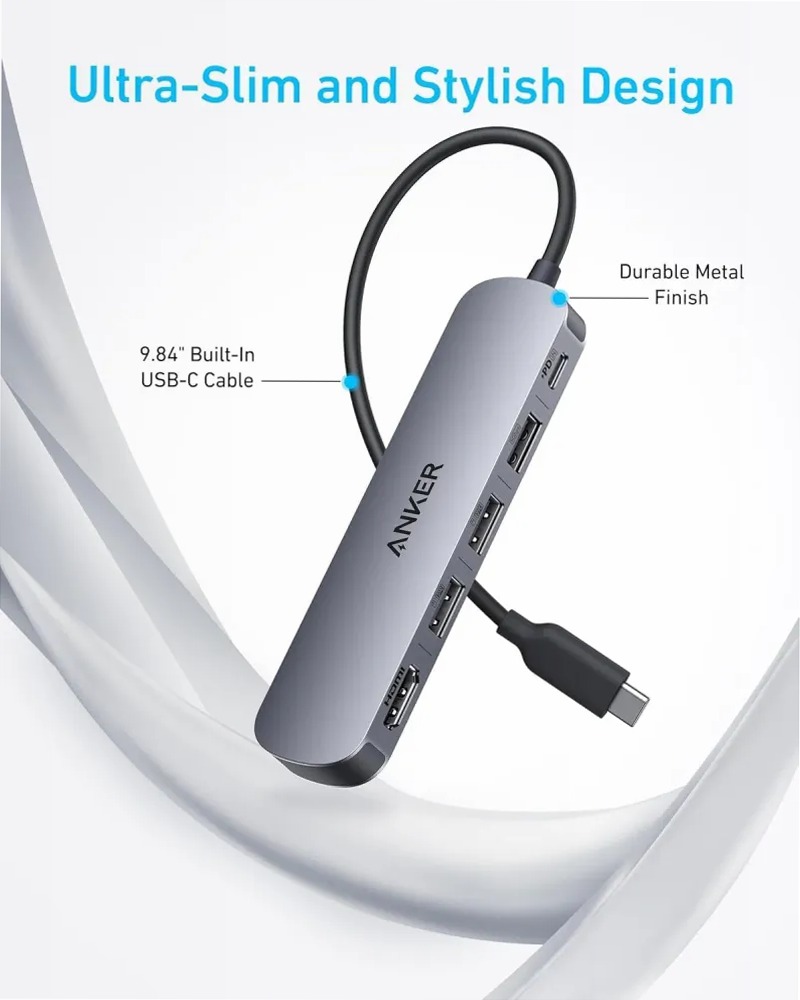 Hub USB-C Anker (5 in 1, HDMI 4K)