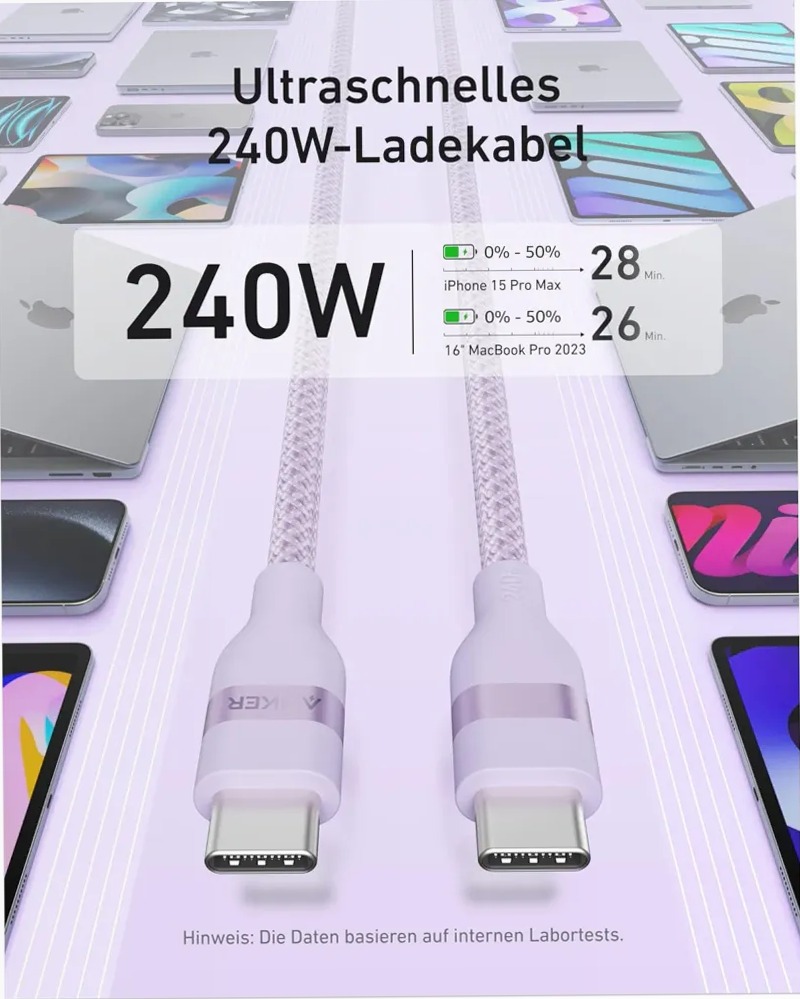 Cavo Anker da USB-C a USB-C (240 W, intrecciato riciclato)