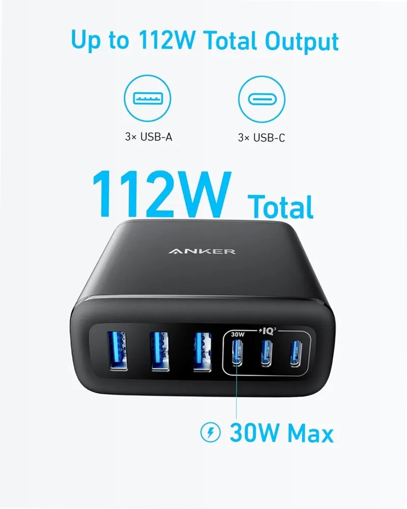 Anker Caricatore (112 W, 6 porte, GaN)
