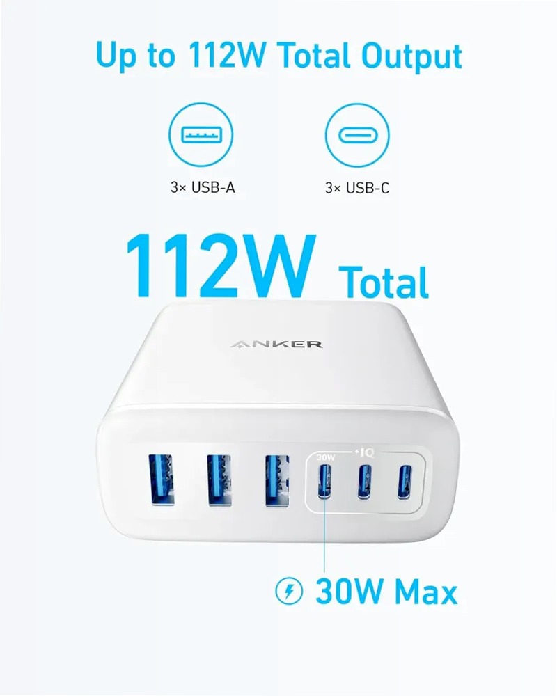 Anker Caricatore (112 W, 6 porte, GaN)