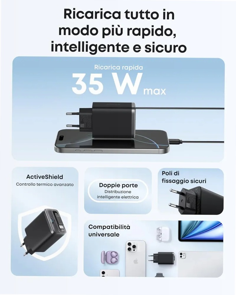 Anker Nano Caricatore (35 W, con cavo USBC retrattile integrato)