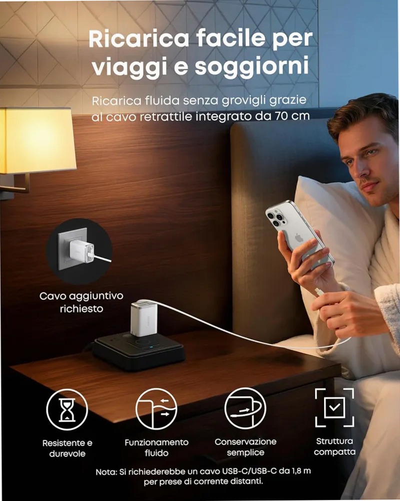 Anker Nano Caricatore (35 W, con cavo USBC retrattile integrato)