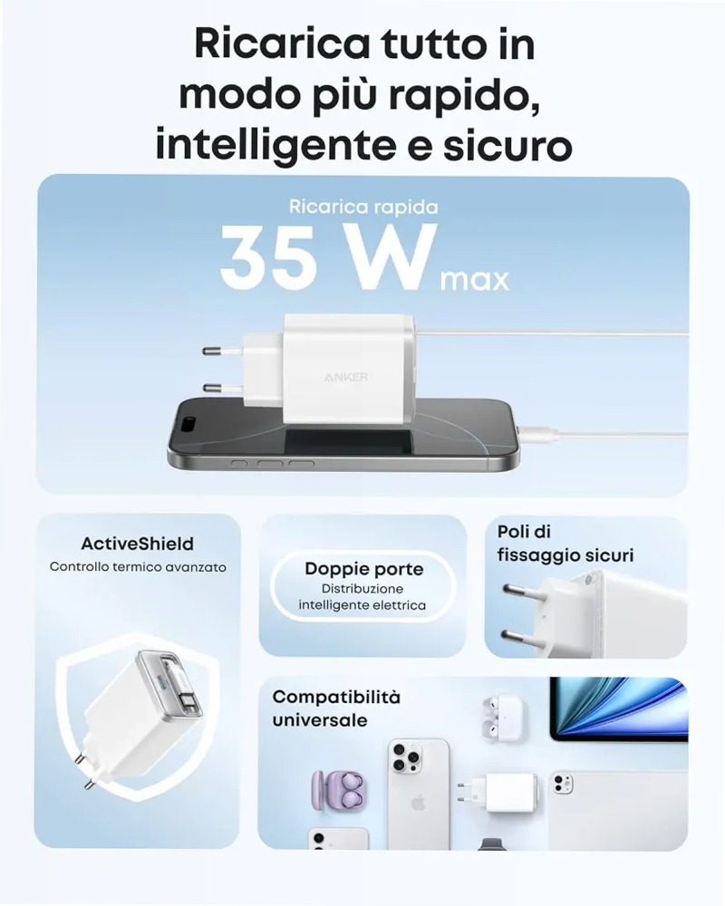 Anker Nano Caricatore (35 W, con cavo USBC retrattile integrato)