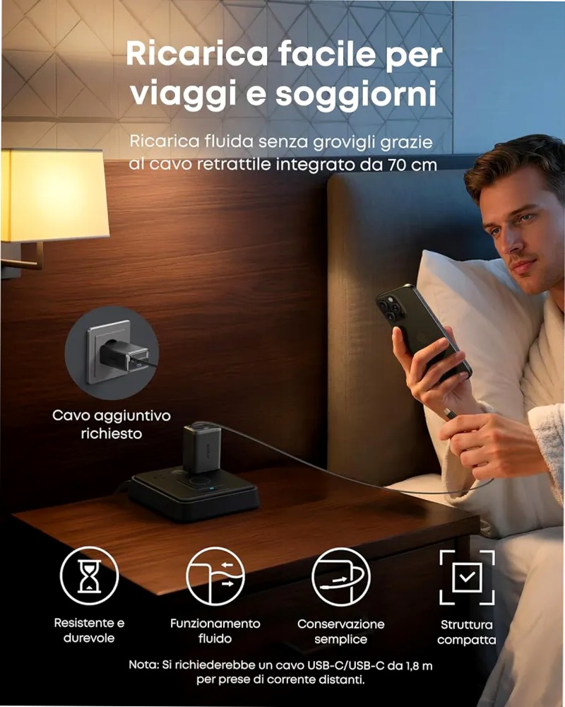 Anker Nano Caricatore (35 W, con cavo USBC retrattile integrato)