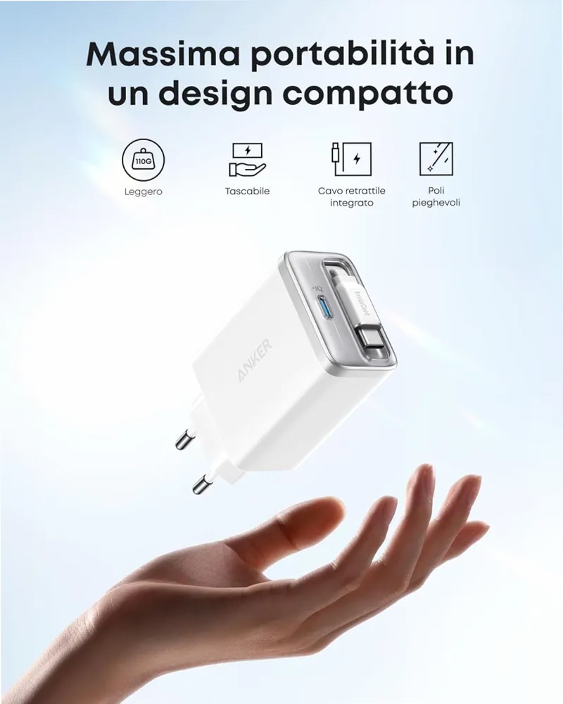 Anker Nano Caricatore (35 W, con cavo USBC retrattile integrato)