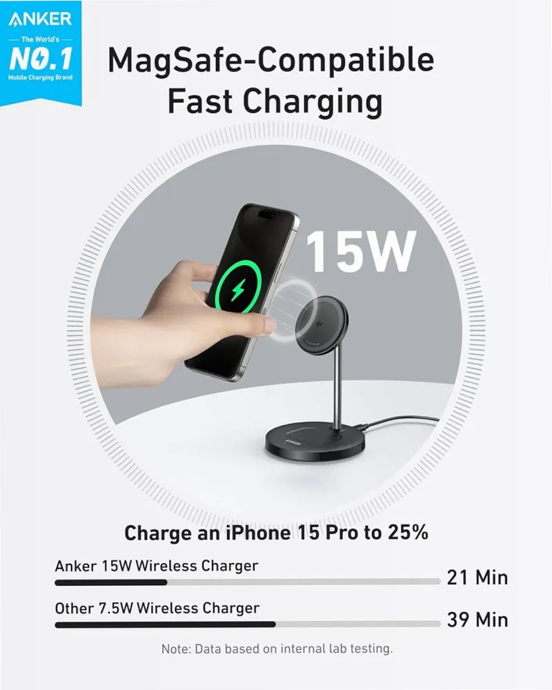 Caricabatterie wireless Anker MagGo (supporto 2 in 1)