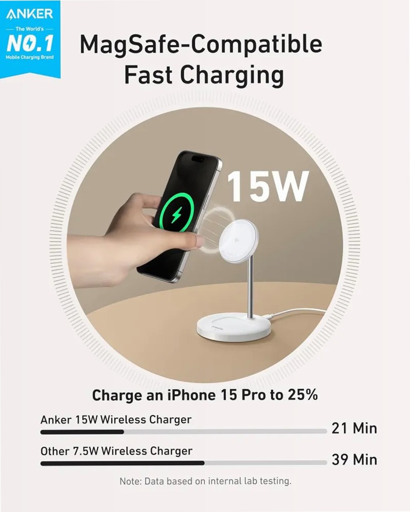 Caricabatterie wireless Anker MagGo (supporto 2 in 1)