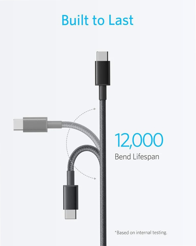Confezione da 2 cavi Anker da USB-C a USB-C in nylon (1,8 m)
