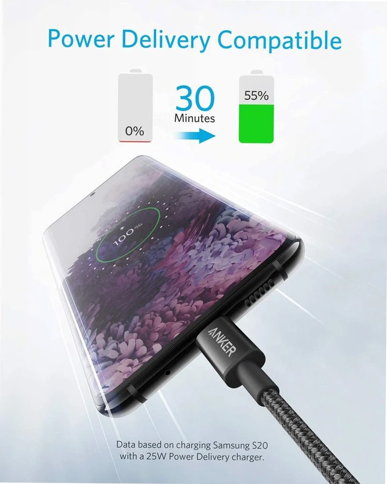 Confezione da 2 cavi Anker da USB-C a USB-C in nylon (1,8 m)