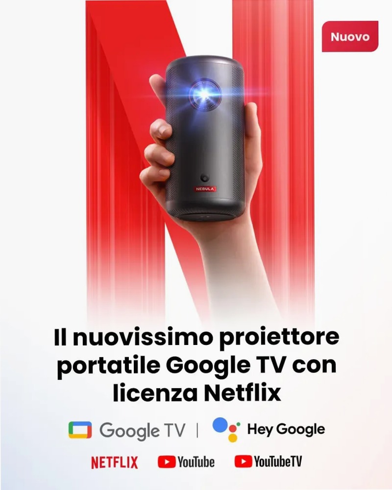 Nebula Capsule 3 (Nuovo) | Mini proiettore Google TV 1080p