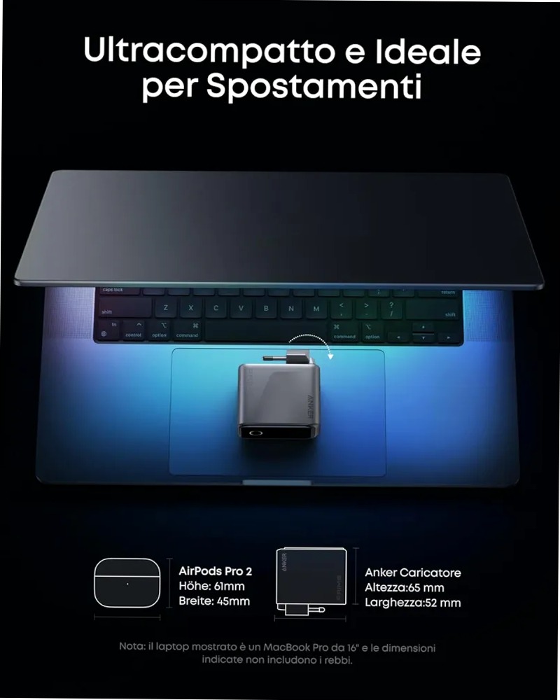 Anker Prime Caricatore (160W, 3 Porte, Display Intelligente)