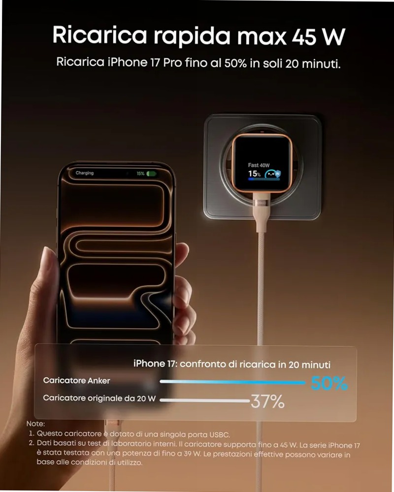 Anker Nano Caricatore (45W, Smart Display)