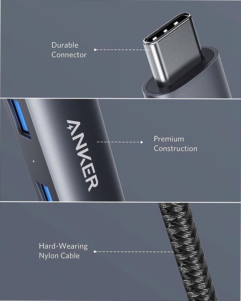 Hub USB-C Anker 533 (5 in 1, sottile)