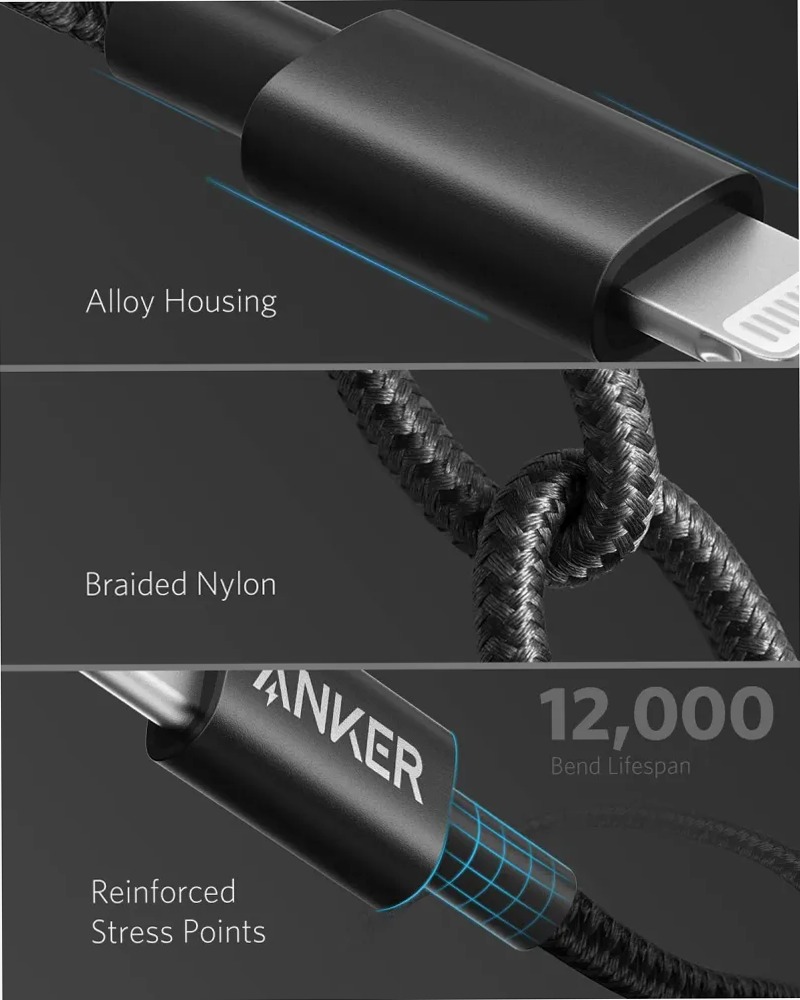 Cavo Anker da USB-C a Lightning 331, nuovo nylon (3,3 piedi, certificato MFi)