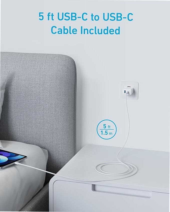 Caricabatterie Anker da 20 W (iPhone/iPad, USB-C, cavo da 1,5 m)