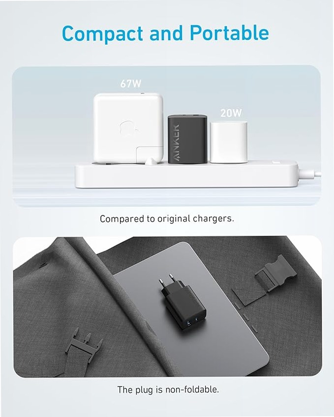 Caricabatterie Anker da 20 W (iPhone/iPad, USB-C, cavo da 1,5 m)