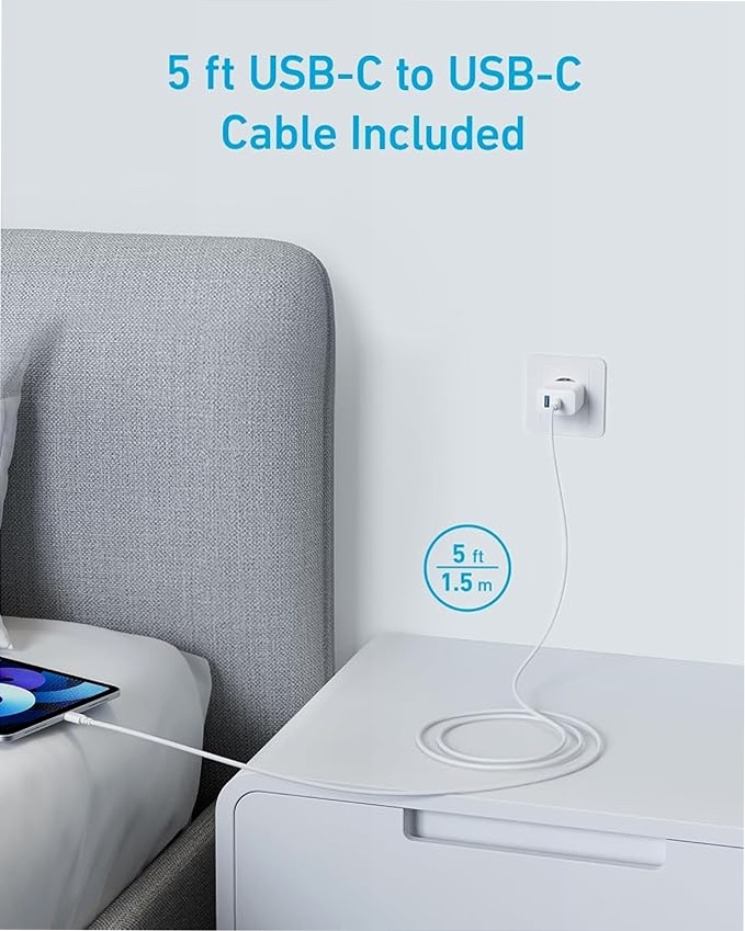 Caricabatterie Anker da 20 W (iPhone/iPad, USB-C, cavo da 1,5 m)