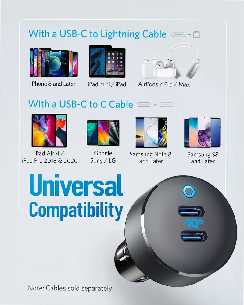 Caricabatterie da auto Anker PowerDrive III Duo USB-C