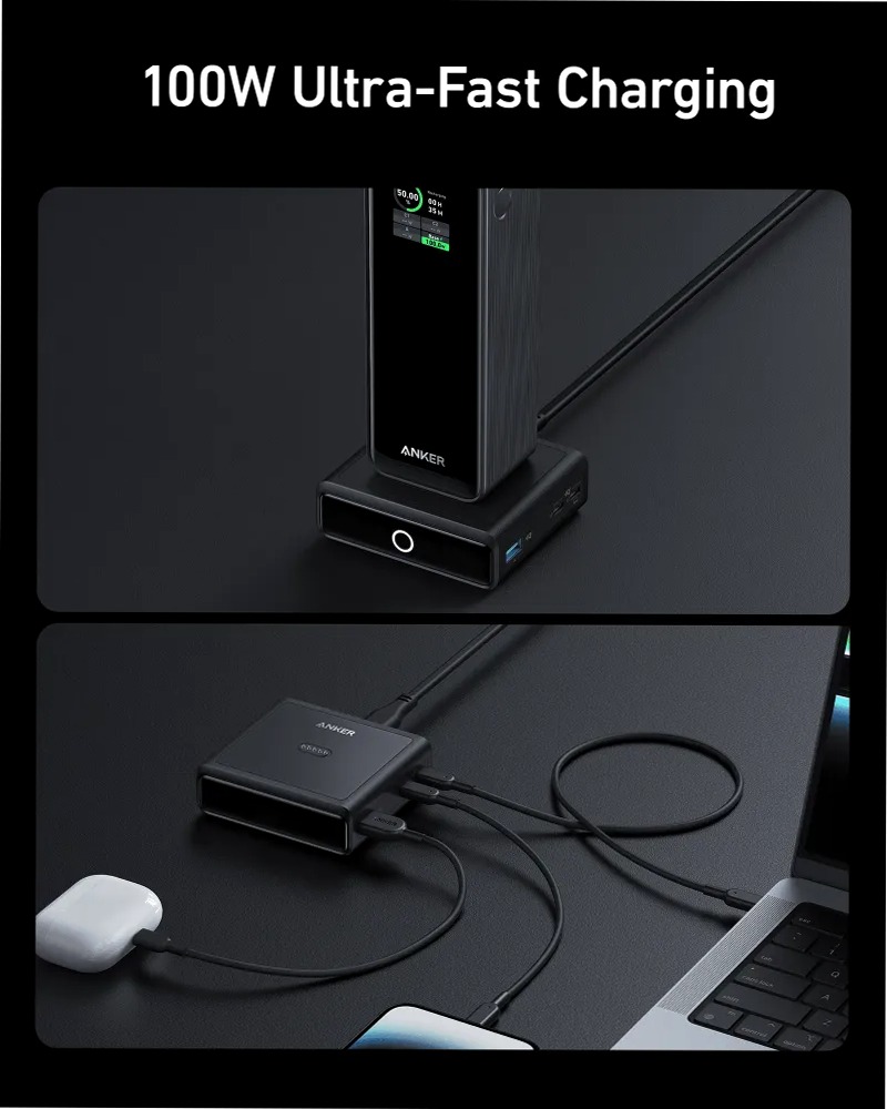 Anker Prime Powerbank (26K, 300W)+Base di ricarica Anker da 100 W per Anker Prime Power Bank