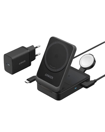 Stazione di ricarica wireless Anker MagGo ricondizionata (3‑in‑1 pieghevole)