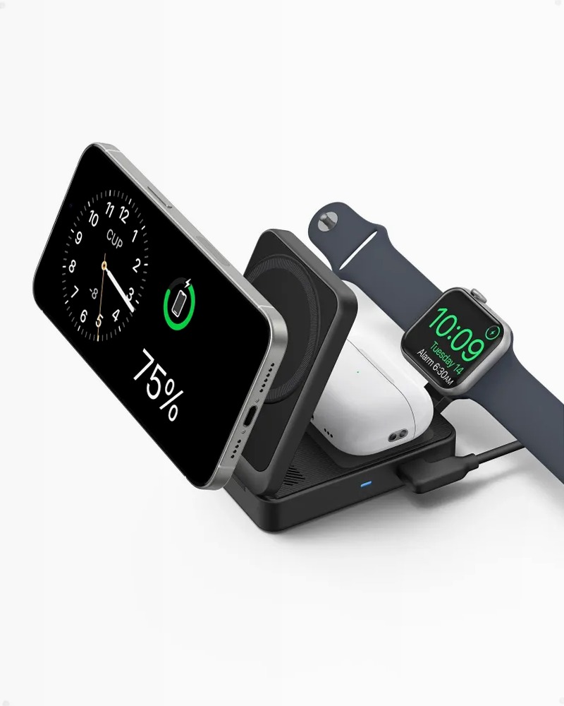 Stazione di ricarica wireless Anker MagGo ricondizionata (3‑in‑1 pieghevole)