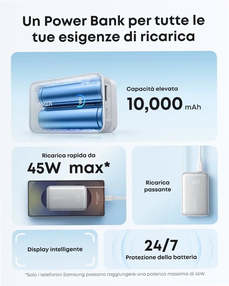 Anker Nano Power Bank (10K, 45W, Built-In Retractable USB-C Cable)
