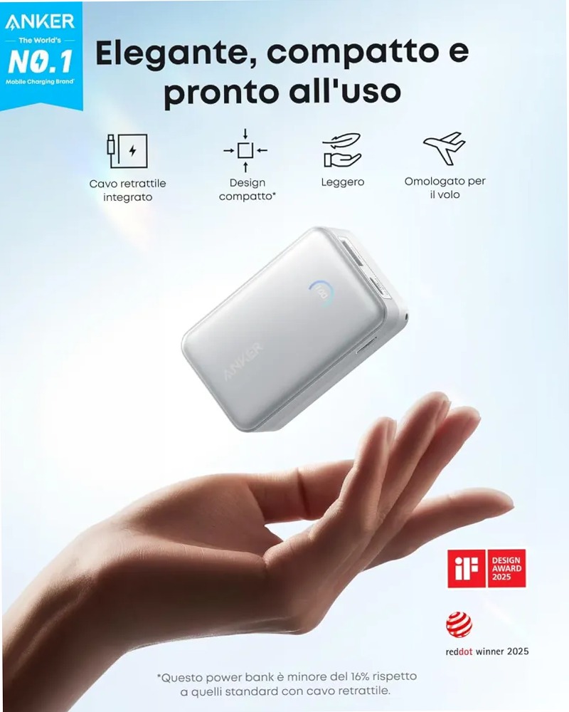 Anker Nano Power Bank (10K, 45W, Built-In Retractable USB-C Cable)