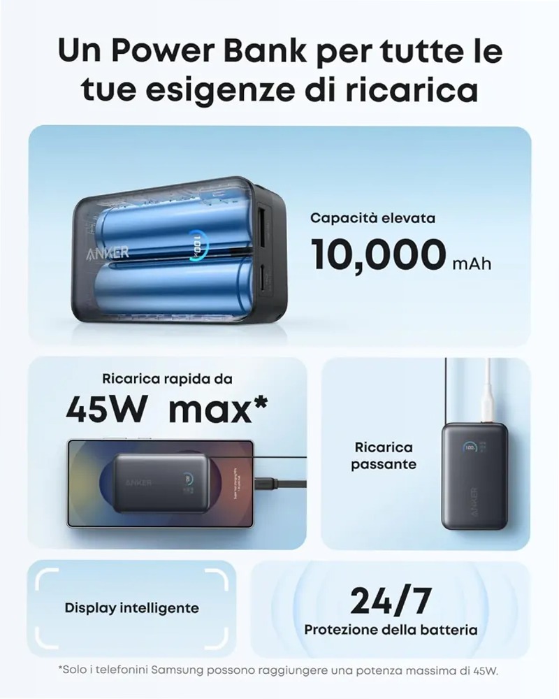 Anker Nano Power Bank (10K, 45W, Built-In Retractable USB-C Cable)