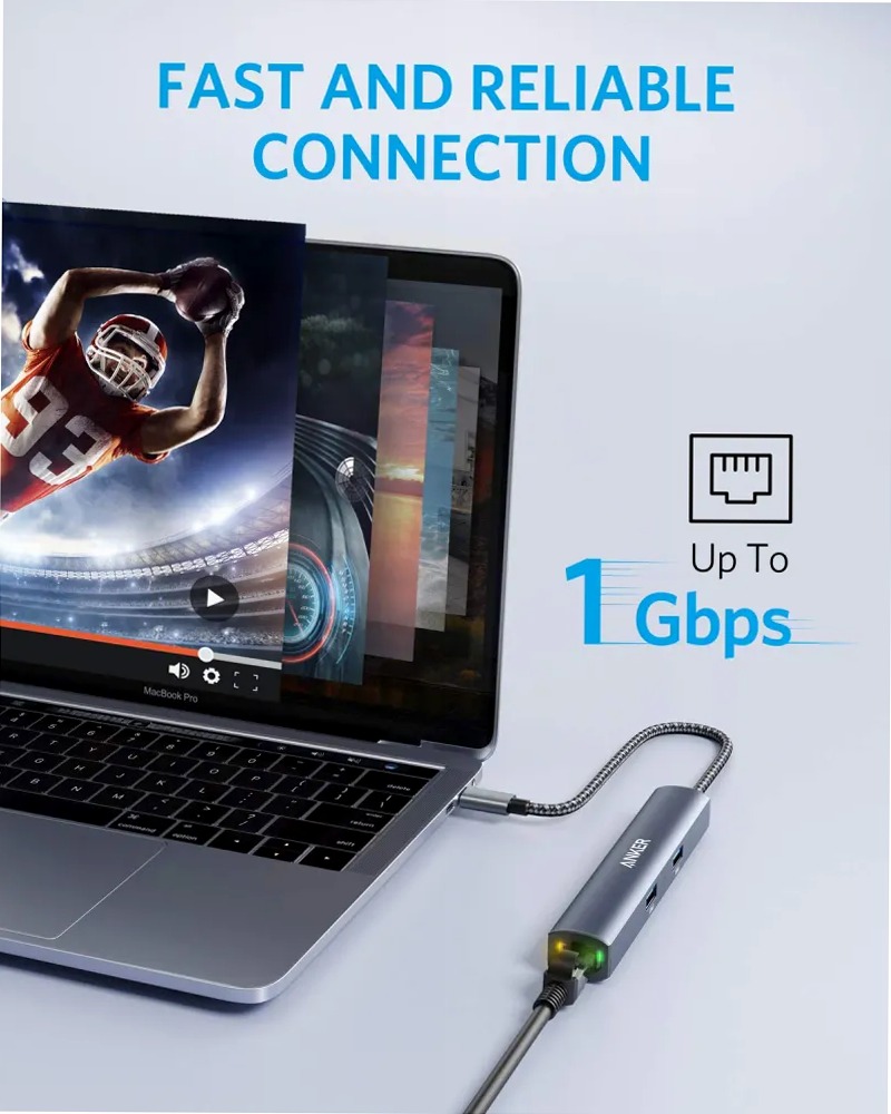 Hub USB-C Anker 543 (6 in 1, sottile)