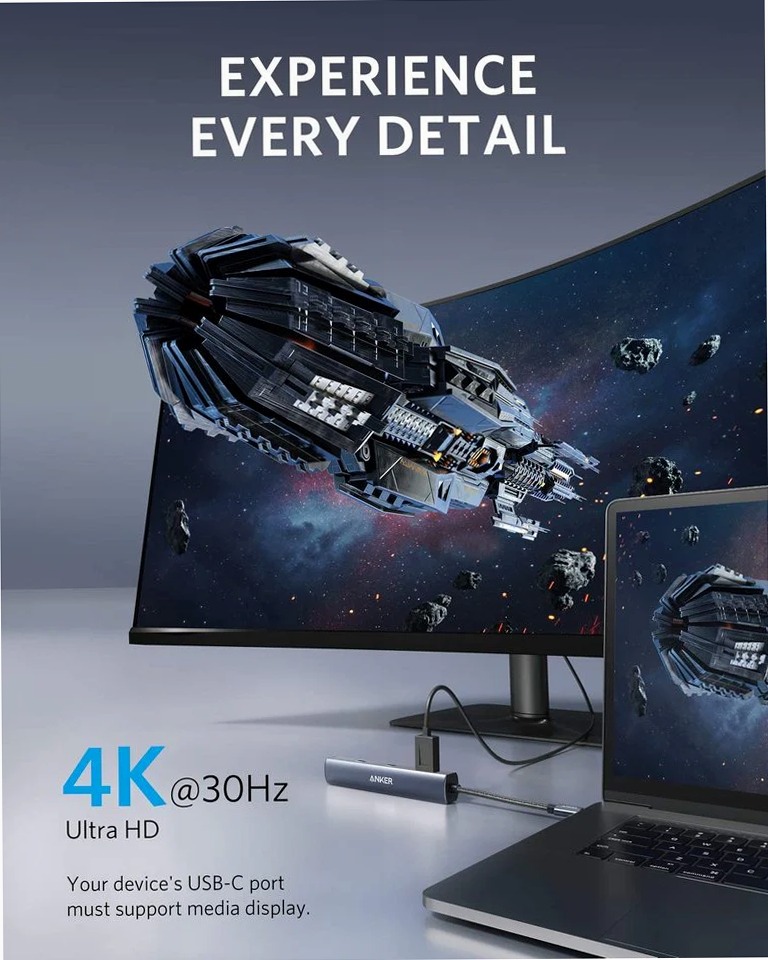 Hub USB-C Anker 543 (6 in 1, sottile)