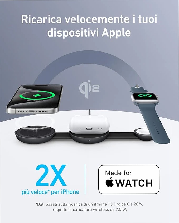 Anker MagGo Wireless Charging Station (3-in-1, Foldable Pad)