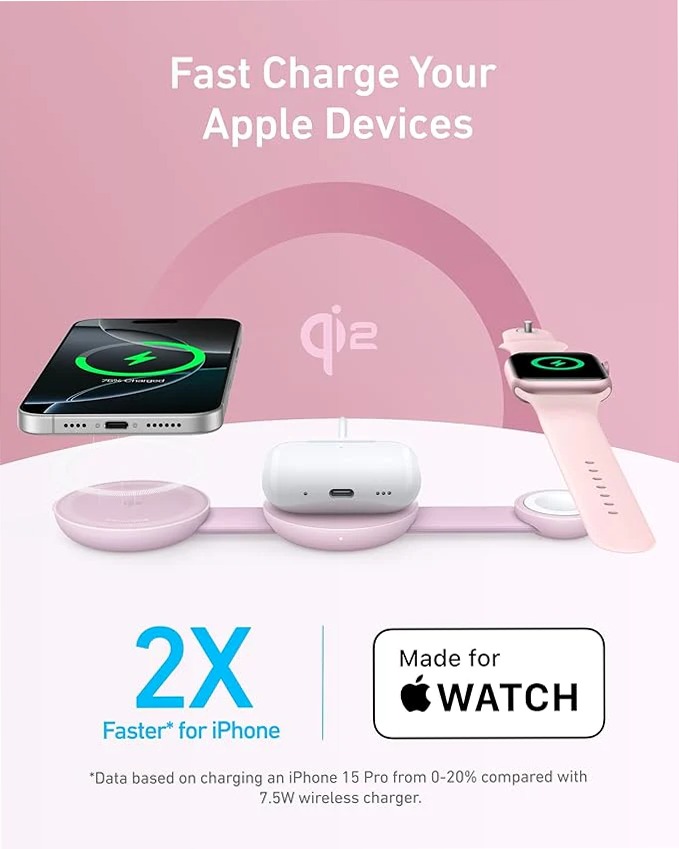 Anker MagGo Wireless Charging Station (3-in-1, Foldable Pad)