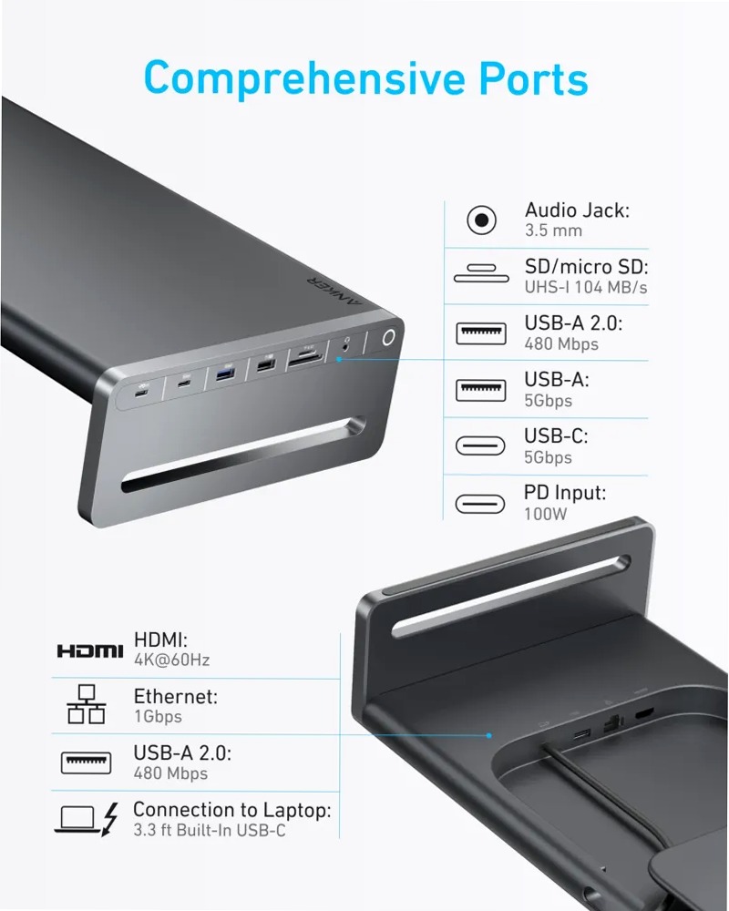 Hub USB-C Anker (10 in 1, supporto per monitor)