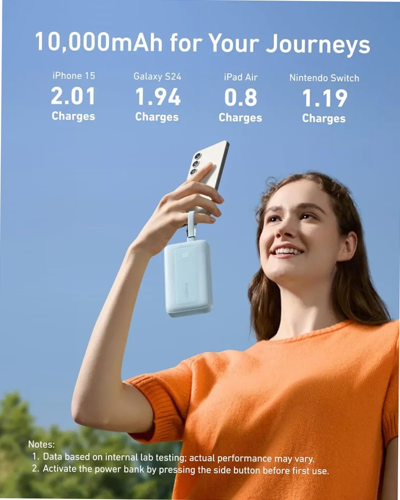 Anker Zolo Power Bank 10,000 mAh | 35W con doppi cavi USB‑C integrati