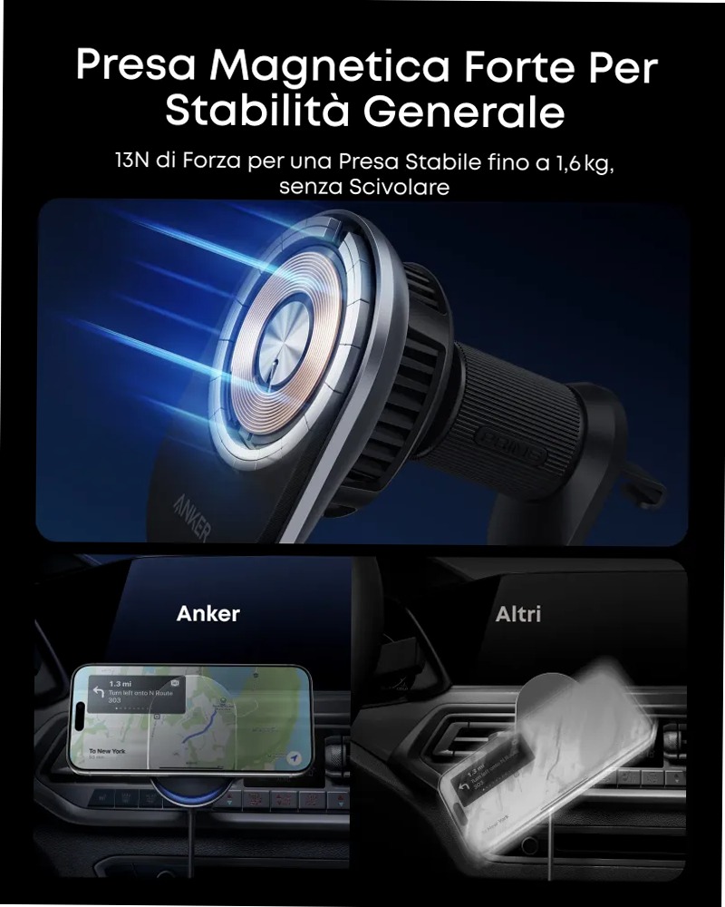 Anker Prime Caricatore Wireless per Auto (Pad, Cavo USB-C Separato)