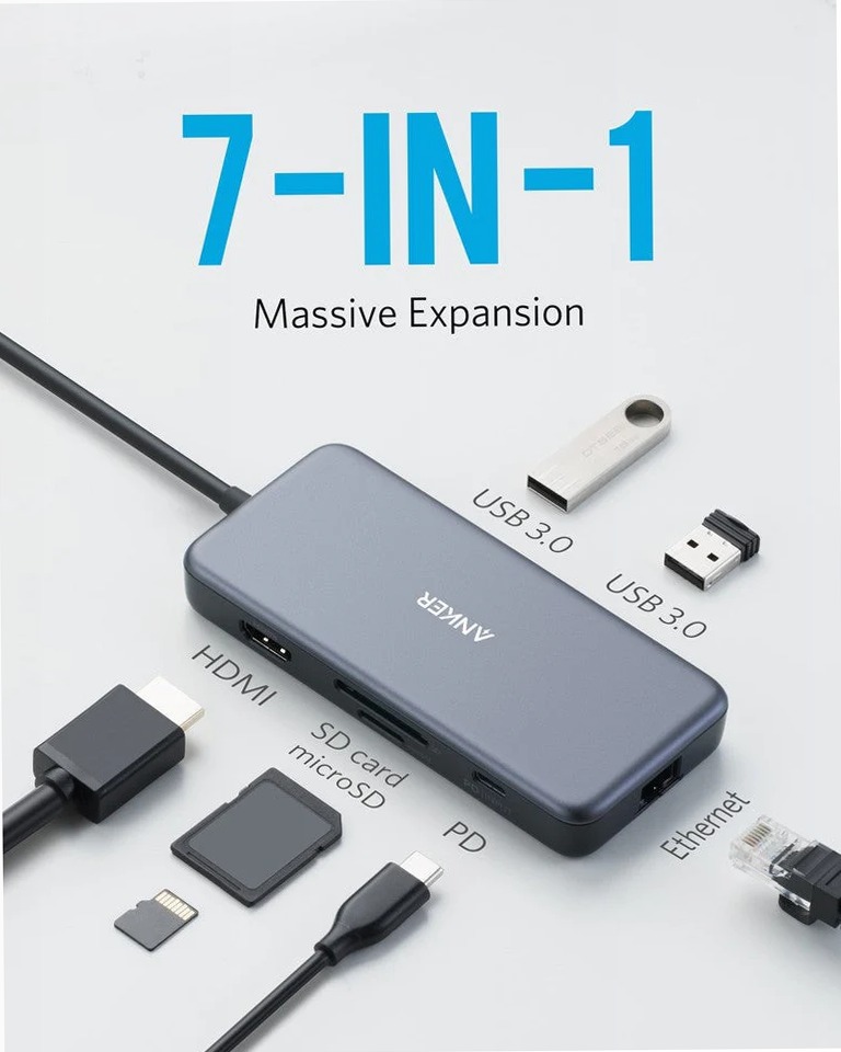 Hub Ethernet Anker PowerExpand+ 7 in 1 USB-C PD