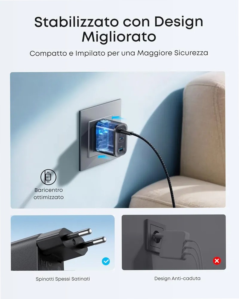Anker Nano Caricatore (70W, 3 Porte)