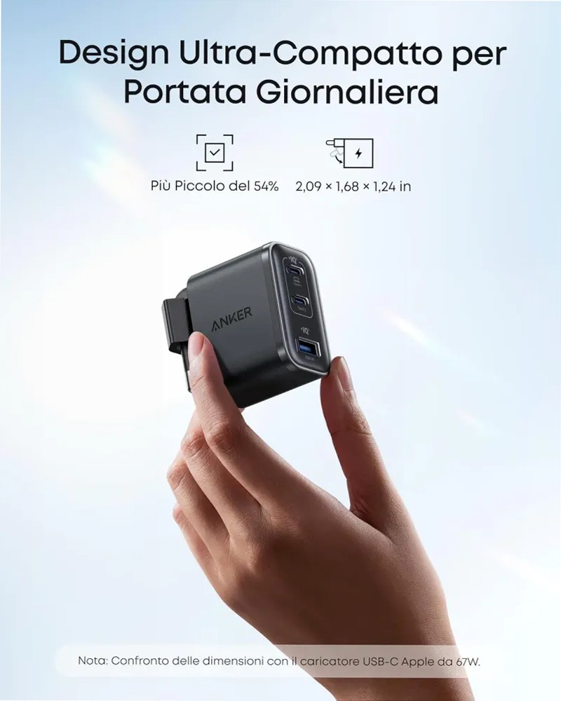 Anker Nano Caricatore (70W, 3 Porte)