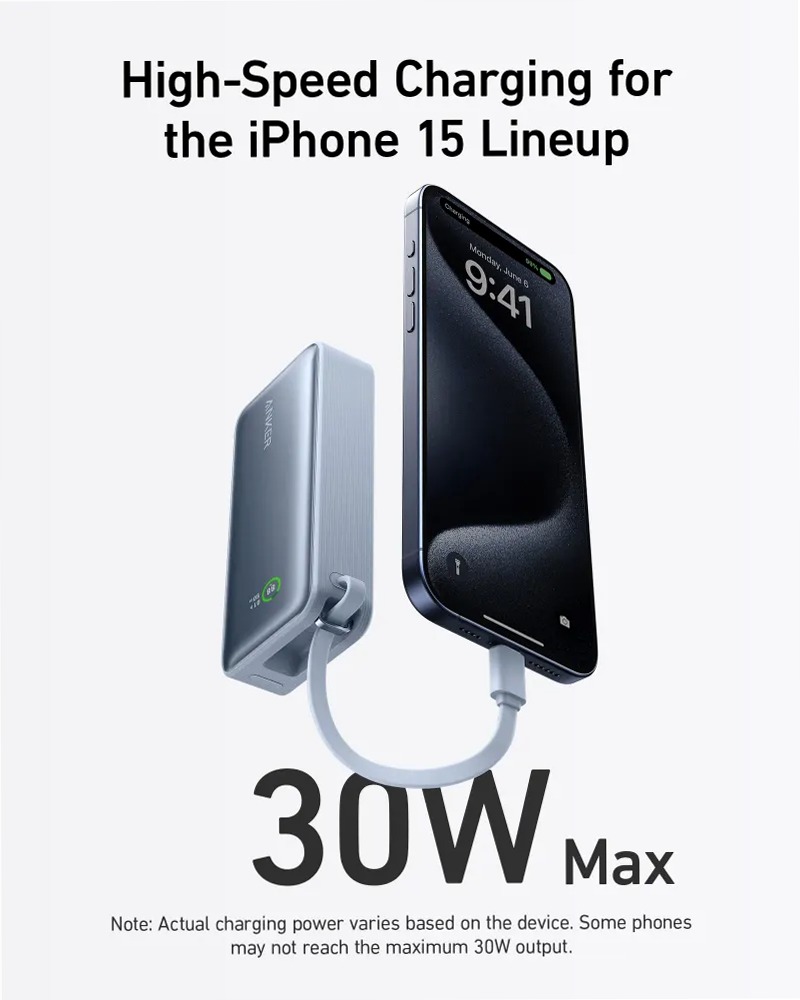 Anker Nano Power Bank (30 W, cavo USB-C integrato)