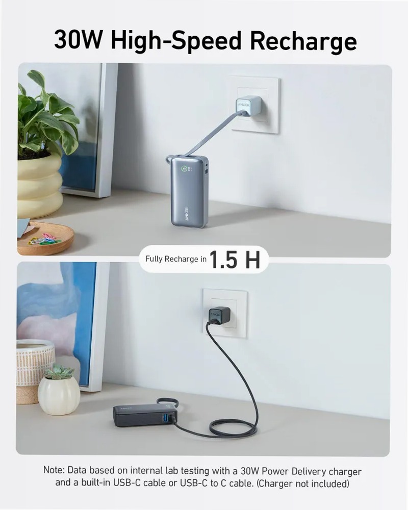 Anker Nano Power Bank (30 W, cavo USB-C integrato)