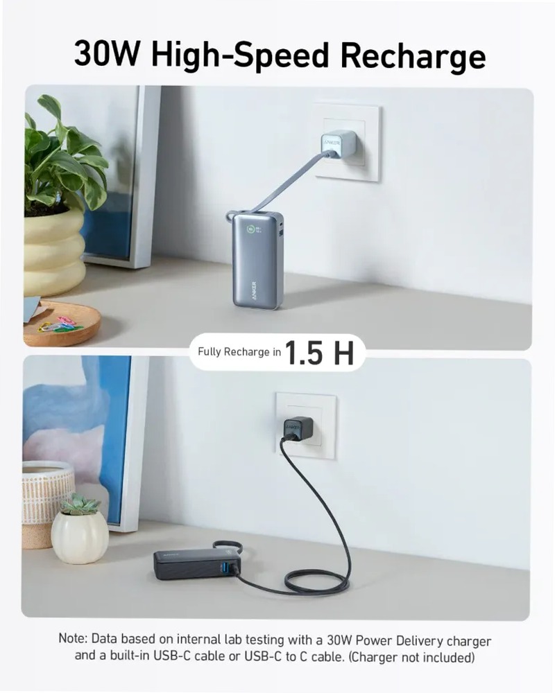 Anker Nano Power Bank (30 W, cavo USB-C integrato)