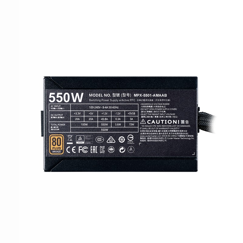 MasterWatt 550 TUF Gaming Edition 80 Plus Bronze Semi modulare