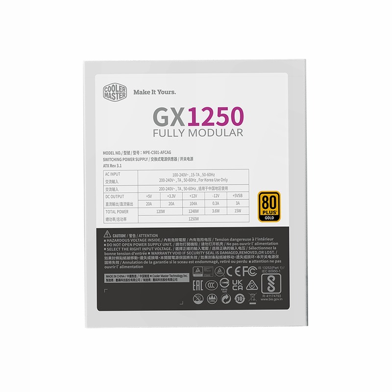GX Gold 1250 ATX 3.1 Edizione bianca