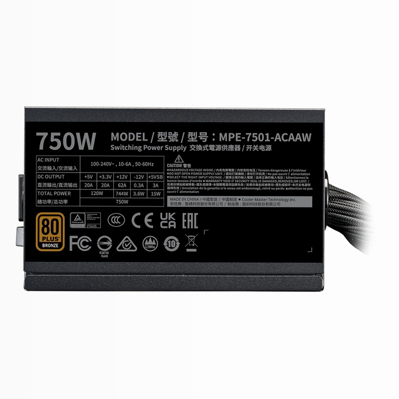 Cooler Master MWE Bronze 750 V3 Non modulare