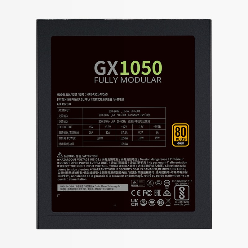 GX Gold 1050 ATX 3.0 80 Plus Gold 1050w